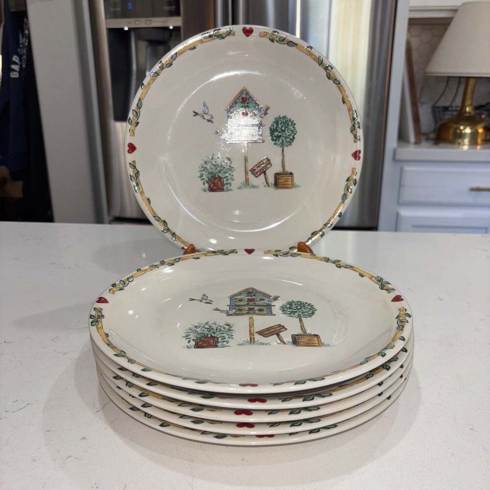 Thomson Pottery Birdhouse Pattern Dinner Plates 10.25”
(6)